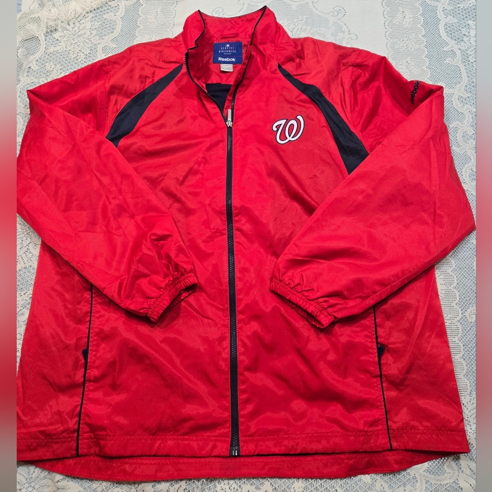 Washington Nationals Men's 2XL Reebok Full Zip Track Jacket Bullpen Red
